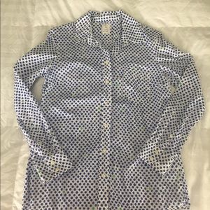 GAP button down blouse. White w/blue dots